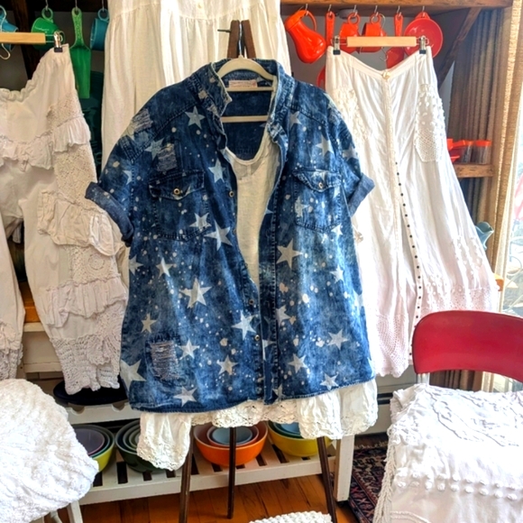 "New"DIAMOND STASH STAR DENIM TUNIC - Picture 2 of 13